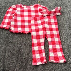 Cat & Jack Pink and White Check Ribbed Set